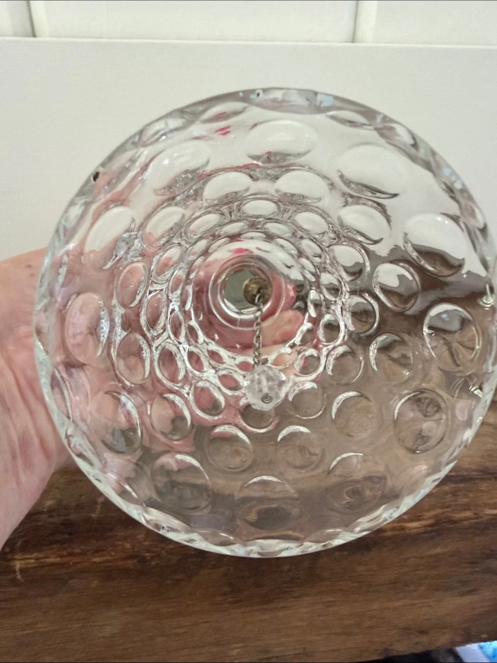 Vintage Clear Pressed Glass Decorative Bell - Textured Dot Pattern